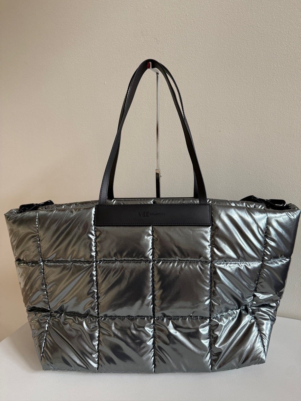 VEE COLLECTIVE Porter Marche Quilted Tote Bag, Gadget Grey Metallic